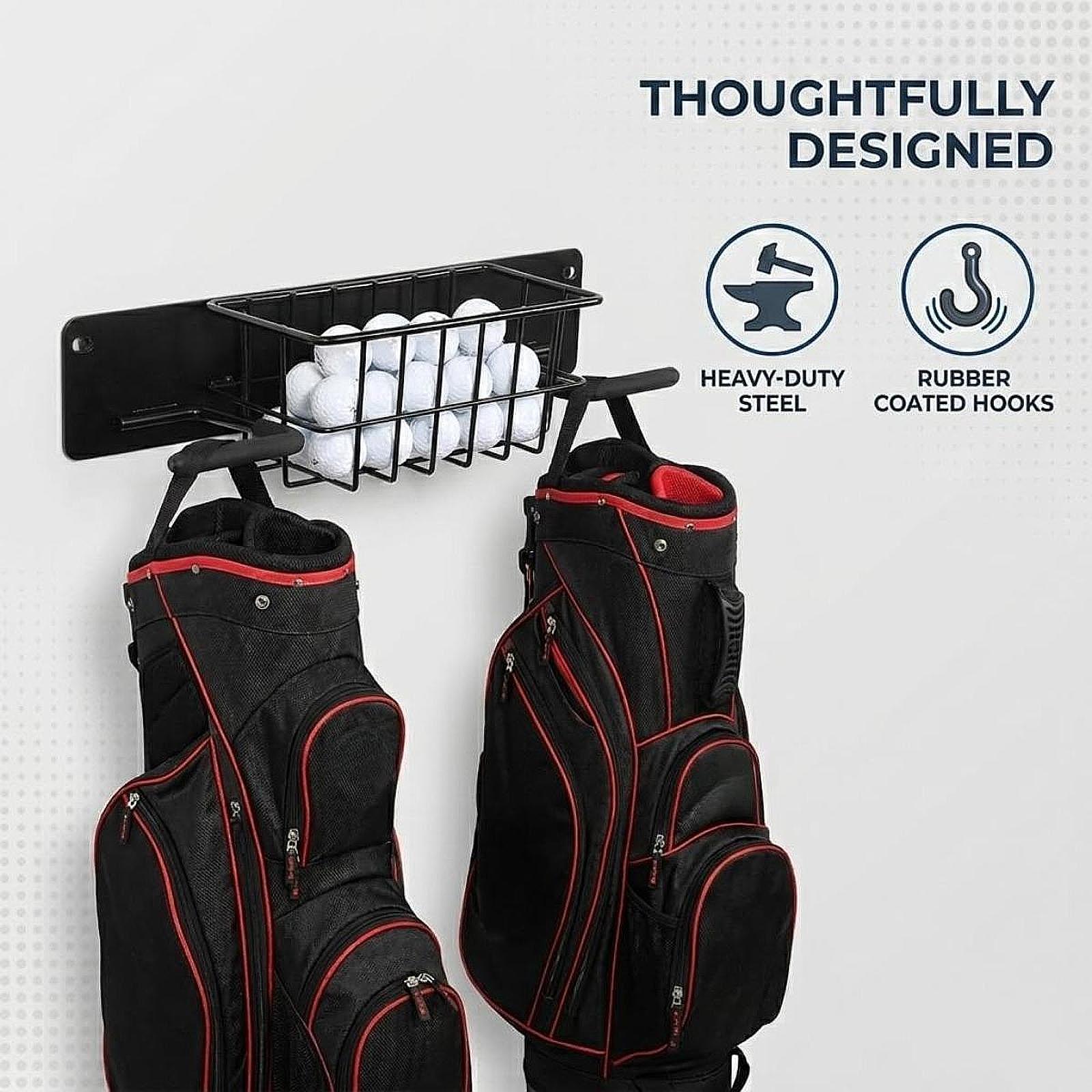 省スペースゴルフ用品壁掛けラック、金属製バッグホルダー、収納 - Golf Equipment Organizer For Garage のレビューと価格