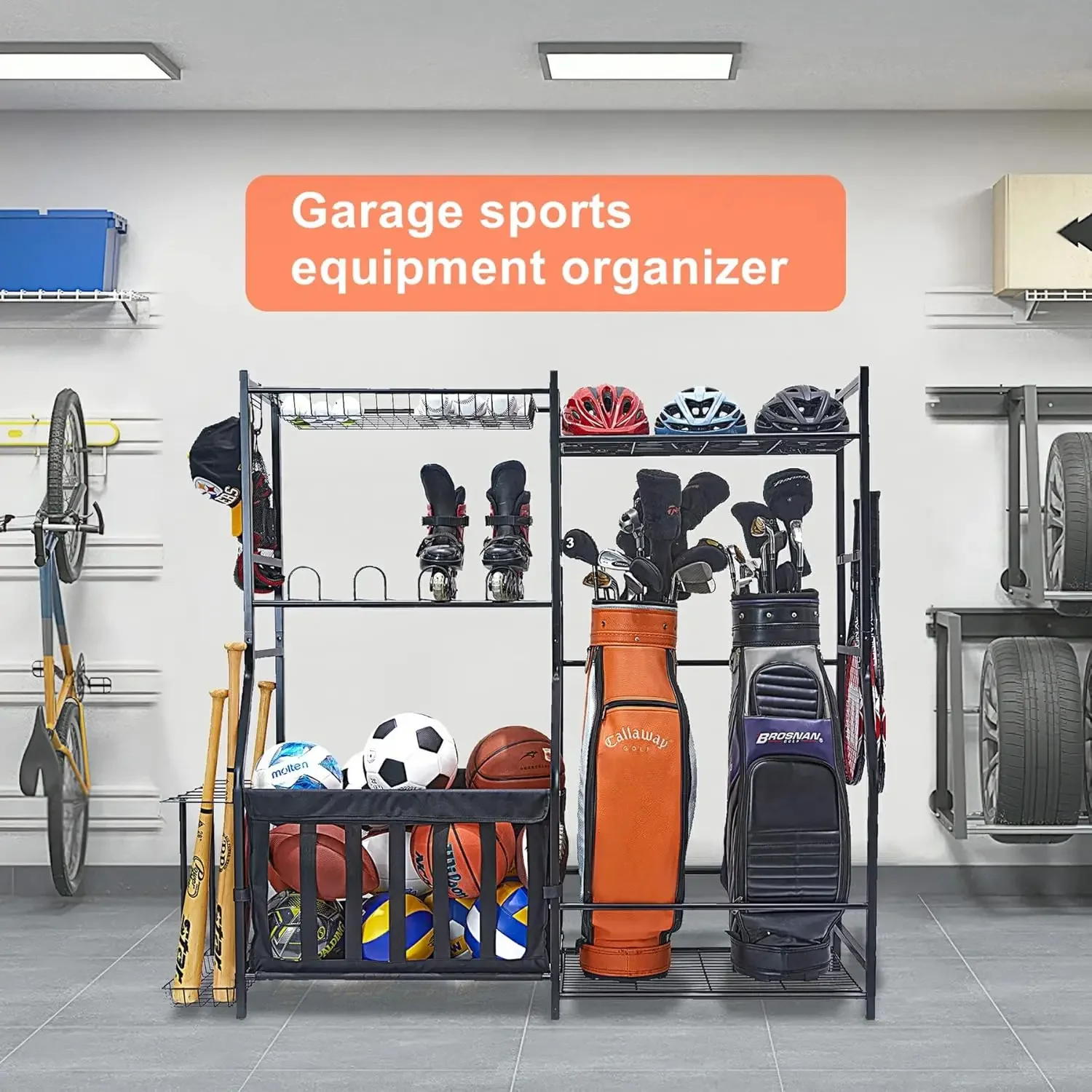 ガレージスポーツ用品オーガナイザー ゴルフバッグスタンド ボ - Golf Equipment Organizer For Garage のレビューと価格