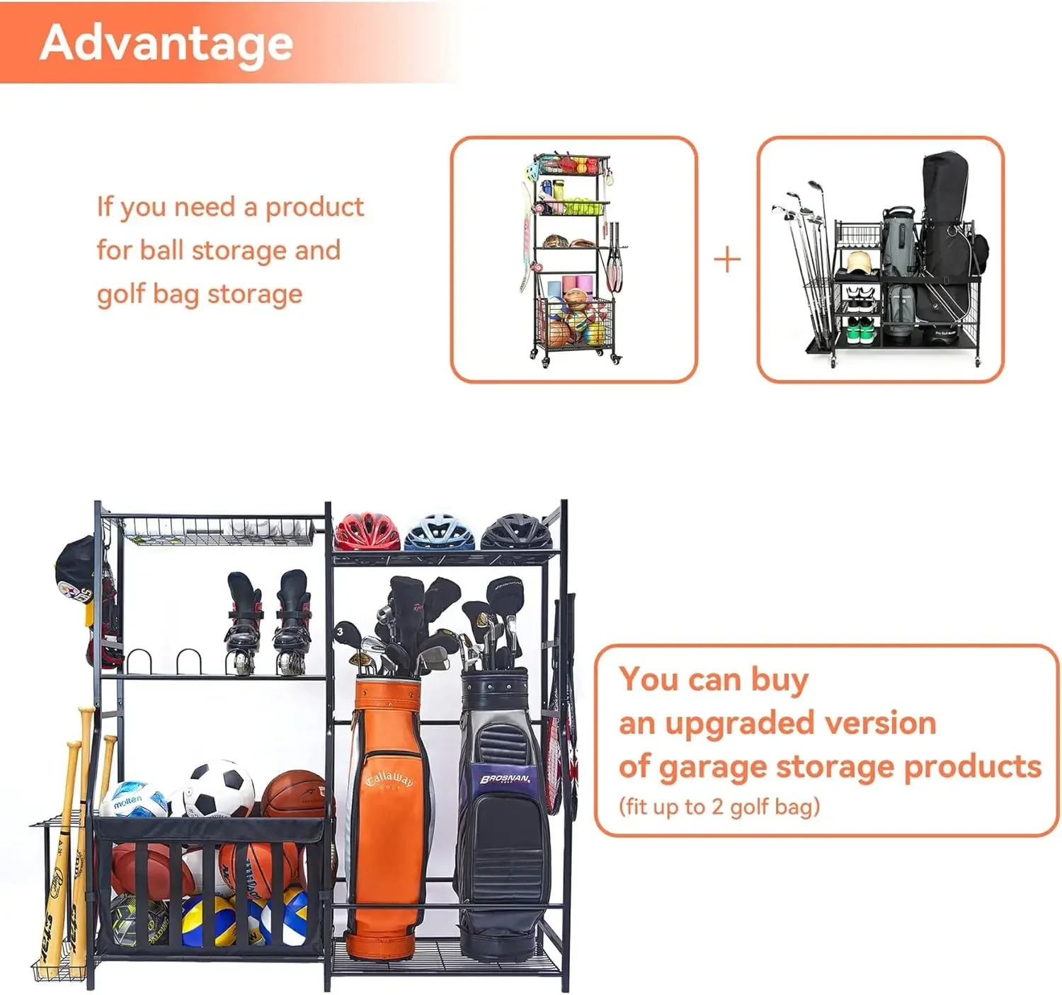 ガレージスポーツ用品オーガナイザー ゴルフバッグスタンド ボ - Golf Equipment Organizer For Garage のレビューと価格