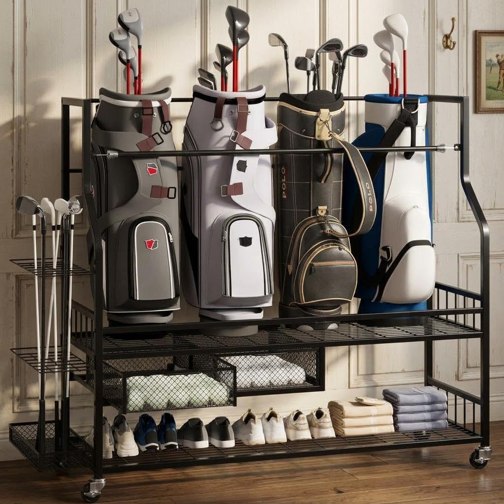 ゴルフバッグ収納ガレージオーガナイザーラック（引き出し付き） - Golf Equipment Organizer For Garage のレビューと価格