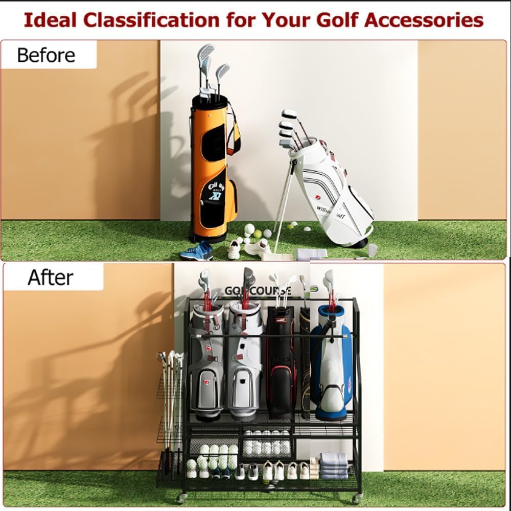 ゴルフバッグ収納ガレージオーガナイザーラック（引き出し付き） - Golf Equipment Organizer For Garage のレビューと価格
